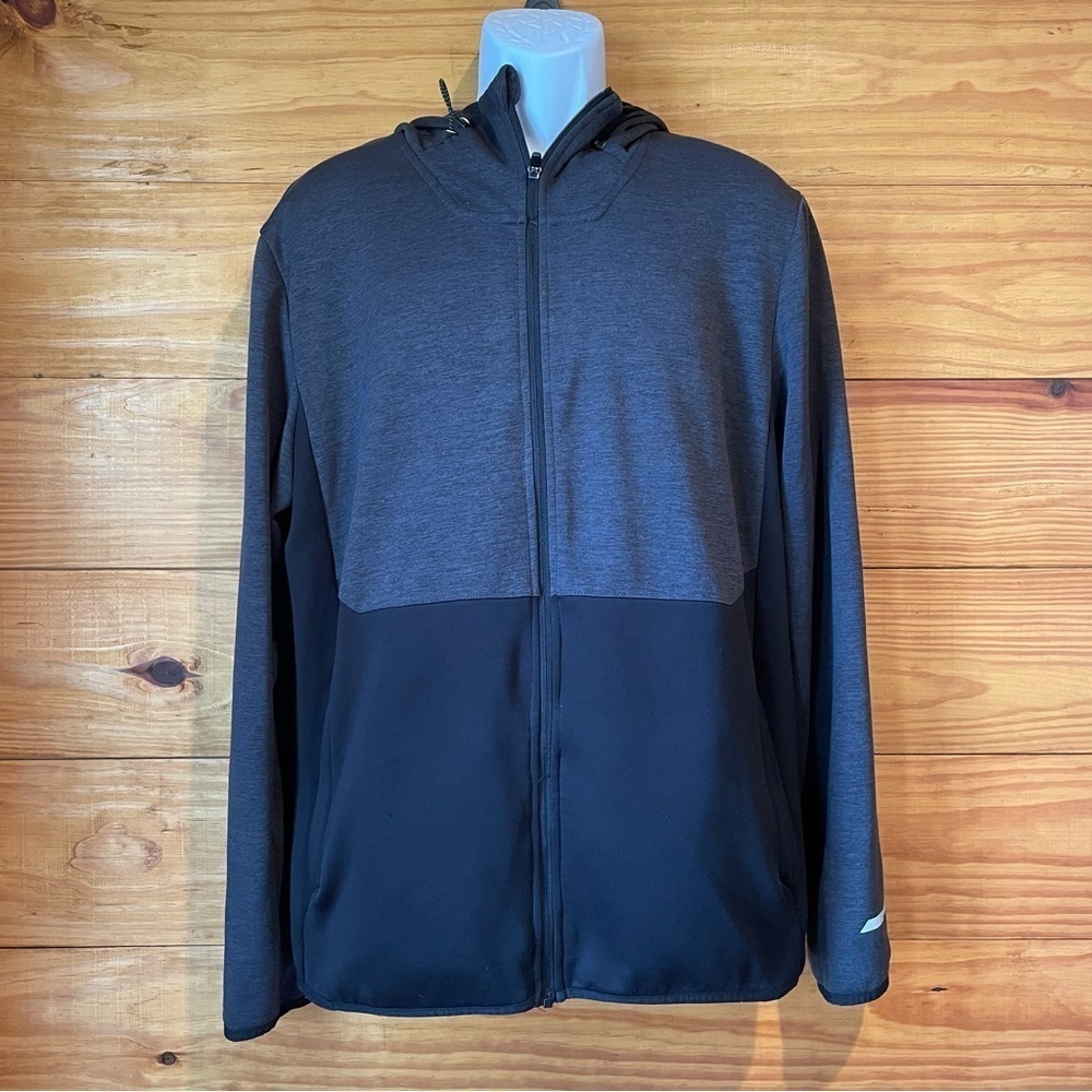 Champion Men’s Black Grey Full Zip Up Hooded Running Jacket Extra Large Workout